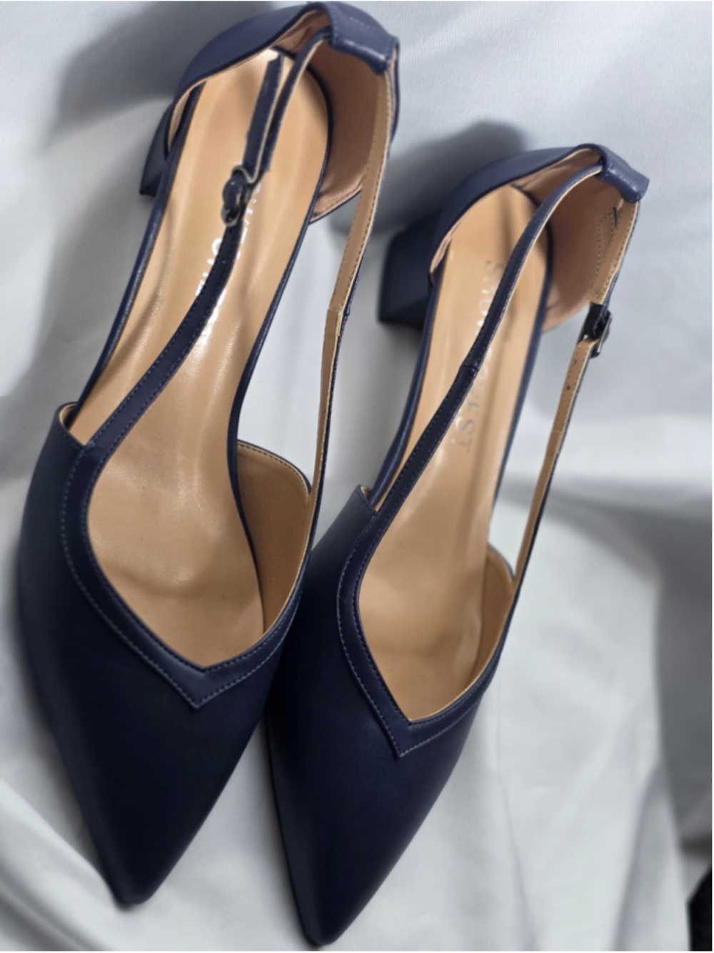 Women's Showforest Navy Pointed Toe Slingback Heels Size 9.5 wedding bridesmaid - Picture 2 of 5